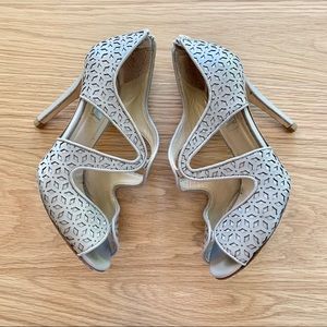 LK Bennett Peep Toe Laser Cut Leather Heels